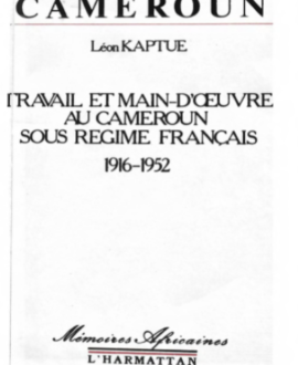Travail et main d'œuvre au Cameroun sous régime français 1916-1952
